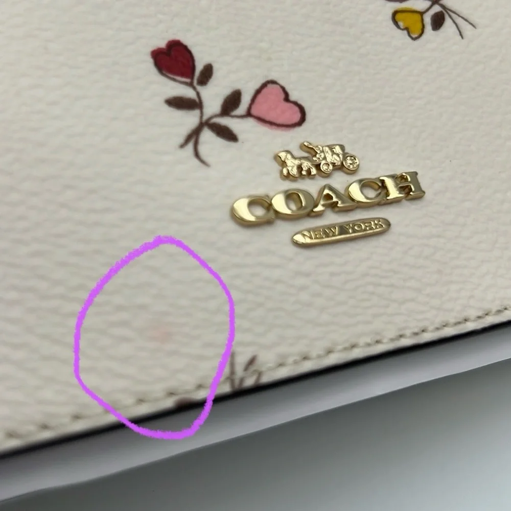 Coach Anna Foldover Clutch Crossbody Bag With Heart Print